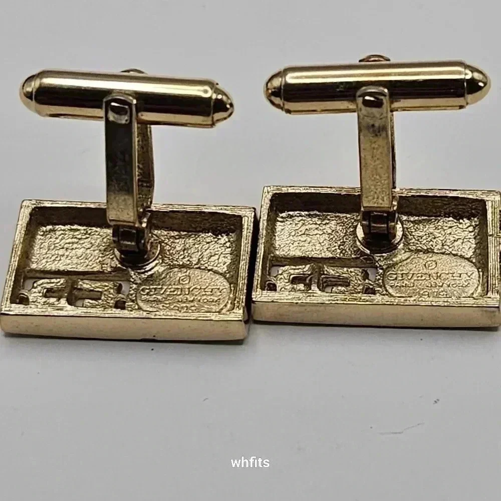 Givenchy Gold Tone Cufflinks and Tie Bar Set